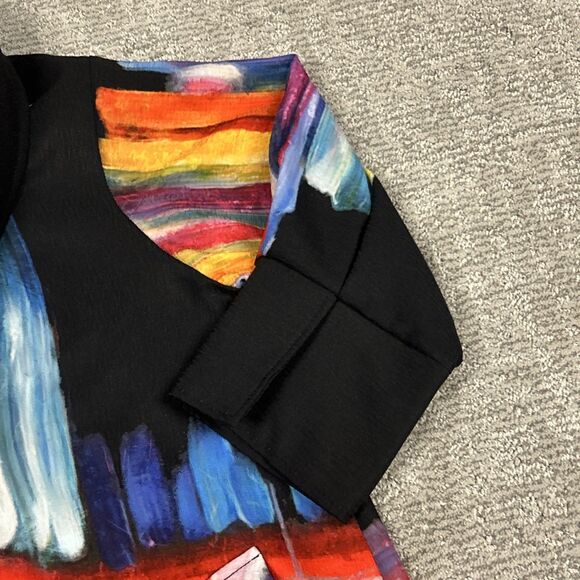 Damee Shirt Jacket Womens Medium Abstract Button Pockets Artsy Art To Wear Black - Picture 4 of 9